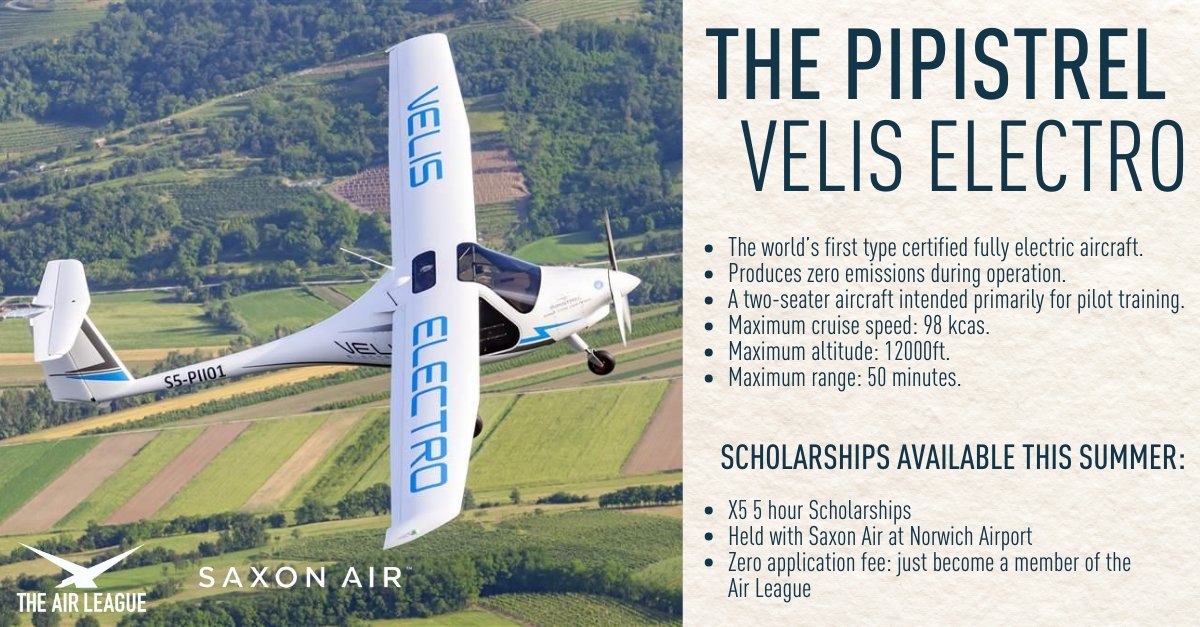 The applications to be awarded a #Scholarship to fly an electrically powered #aircraft this summer close on Sunday. Apply today to be in with the chance of being awarded up to 5 hours of flying lessons! APPLICATIONS CLOSE SUNDAY 31ST MARCH: airleague.co.uk/our-programmes…