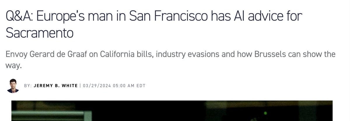 adamkovac's tweet photo. The idea that anyone in California should listen to Europeans on "how to do tech regulation" is...the exact opposite of how it should be.
California is the birthplace of Apple, Google, Meta, and Nvidia.
There's a reason why Europe hasn't birthed significant tech companies. https://t.co/8g0DZB66GL