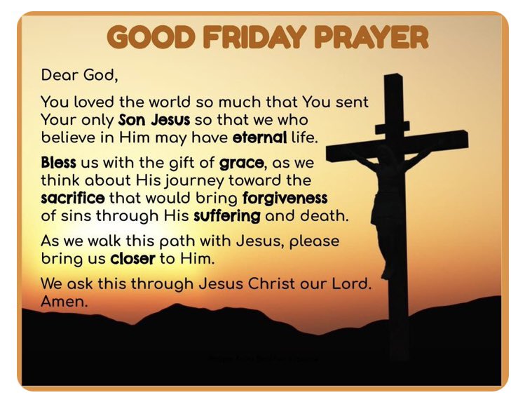 Today is Good Friday. We remember Jesus & the sacrifice he made because of his love for us. 🙏🏻