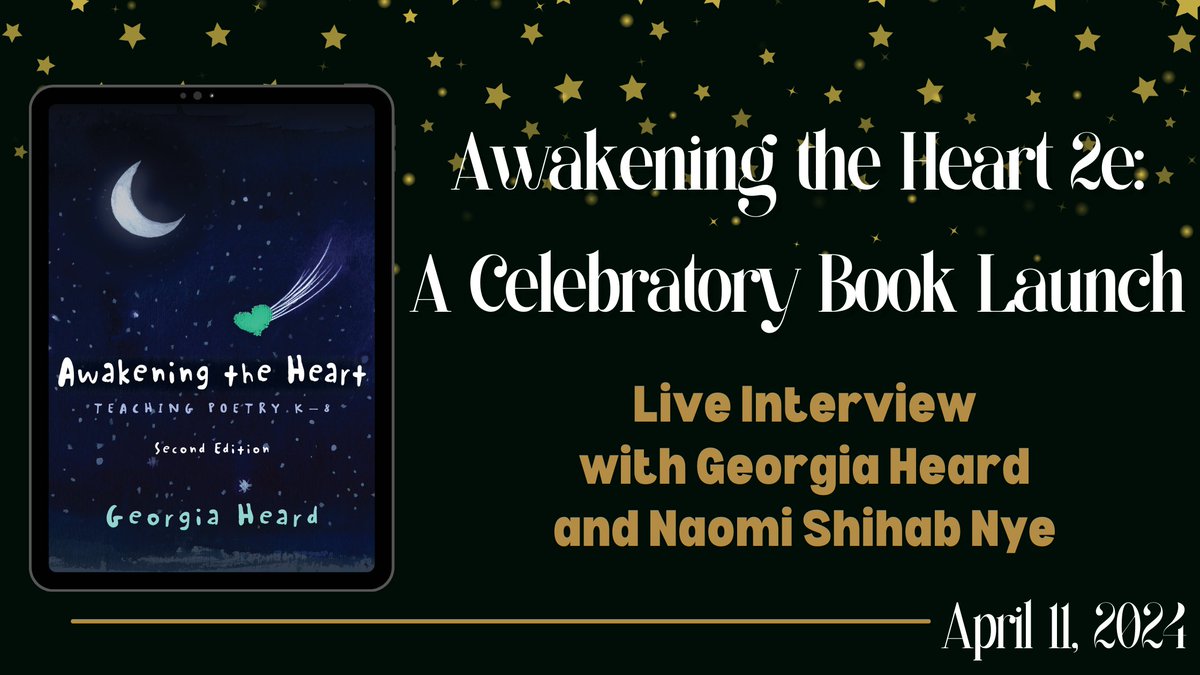 Join me and Naomi Shihab Nye as we celebrate the launch of the new edition of Awakening the Heart in a special live virtual interview by Zoë Ryder White on April 11. Learn more about the free event and sign up below. web.cvent.com/event/106cbf57… #awakeningtheheart @heinemannpub