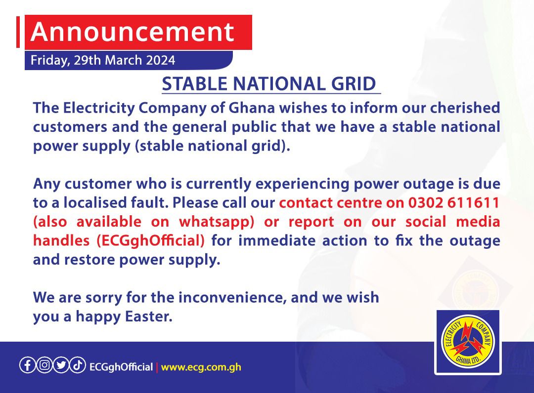 Electricity Company of Ghana Ltd (@ECGghOfficial) on Twitter photo 2024-03-29 13:32:05