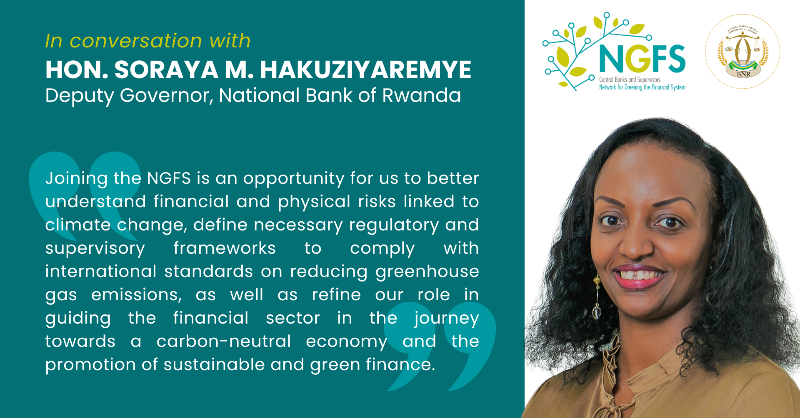 NGFS_'s tweet photo. 🎙 In Conversation with...

If you want to learn more about the National Bank of Rwanda’s involvement with the #NGFS, take a look at our latest interview with Hon. Soraya M. Hakuziyaremye, Deputy Governor at the @CentralBankRw

Read more ⤵