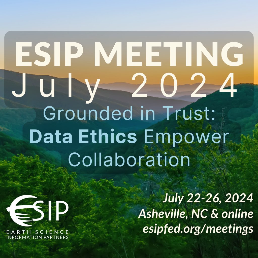 ESIPfed's tweet image. The 2024 July ESIP Meeting Call for Sessions is OPEN—whether it’s your first meeting or fifth, we value contributions from our entire community!

➡️ esipfed.org/jul24-sessions

#EarthScienceData #DataEthics #DataScience

Many thanks to our funders @NASAEarthData @NOAA  @USGS