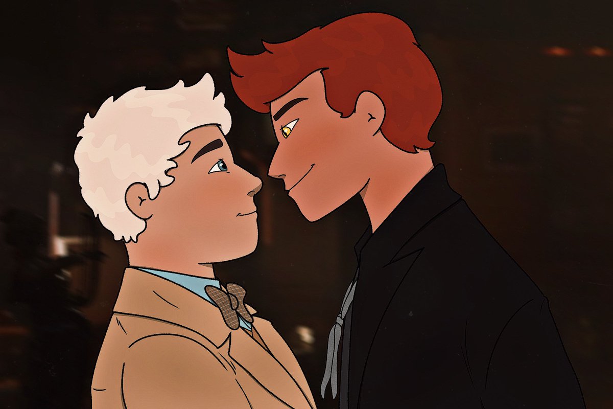 you know what? have this ineffable art i made last minute before i turn 22 in a few hours <3 'but what if they were closer?✨' fanart version wahoo! #GoodOmens #Aziraphale #Crowley #IneffableHusbands