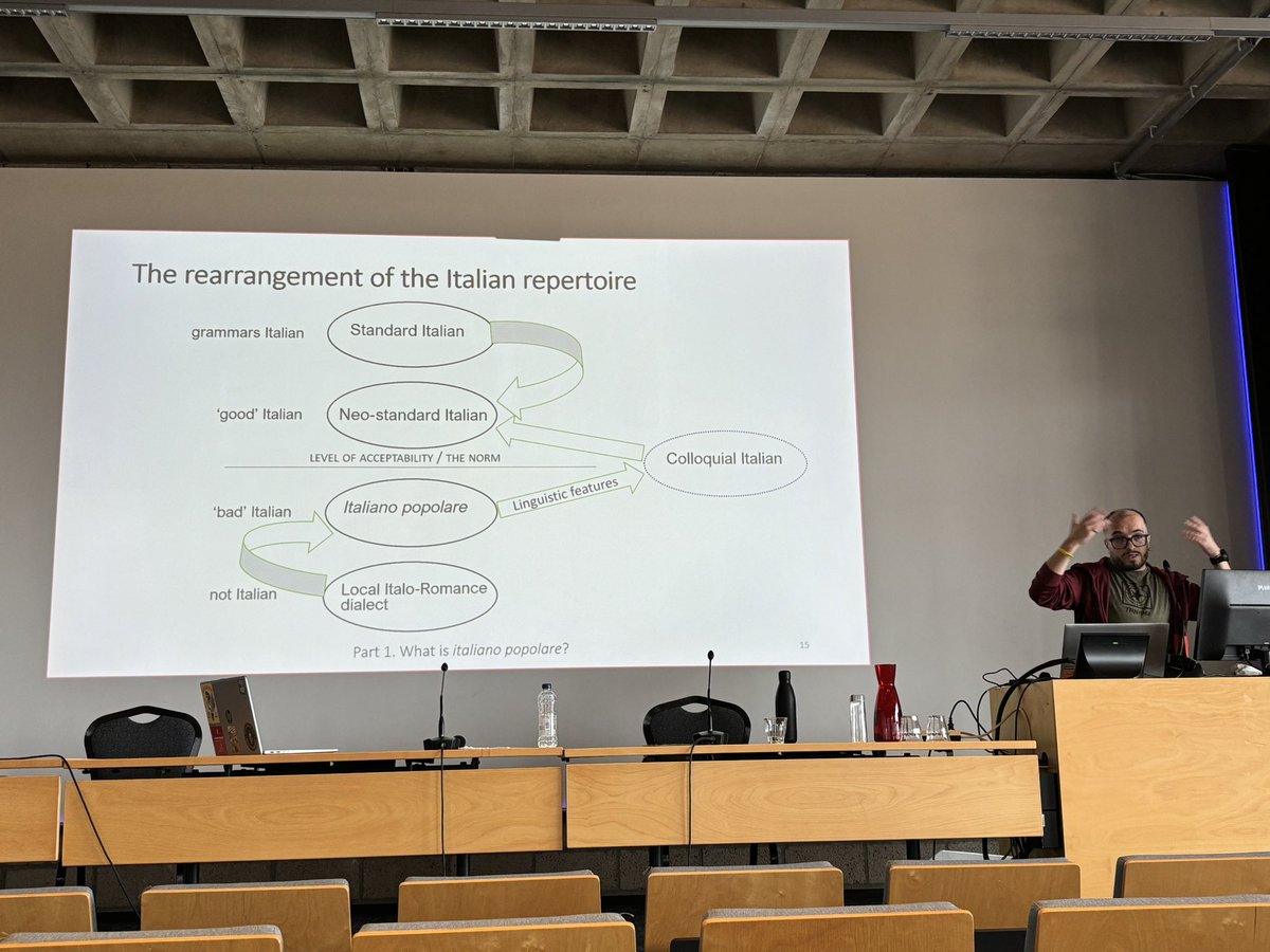 Our very own Enzo Santilli delivering his maxi presentation about #ItalianoPopolare 

His future dissertation will surely prove popular