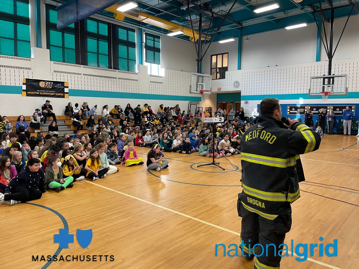 Earlier this season, the BFit School Assembly, powered by @nationalgridus and @BCBSMA, made its way to Missituk Elementary School with the Medford Fire Department for a discussion on health, fitness, bullying and more.