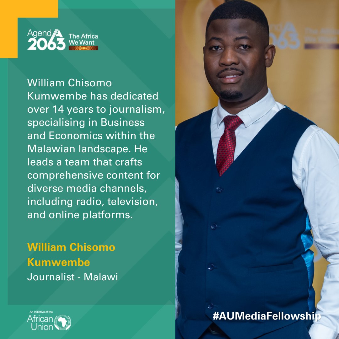 Meet our #AUMediaFellow

William from 🇲🇼 #Malawi, is translating complex business news into stories that resonate with local audiences.

'Through my journey in the fellowship, I've been equipped with a global network of peers and mentors.'

#AUMediaFellowship