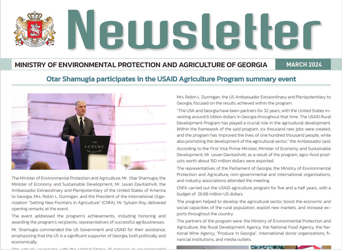 #Ministry #Environmental #Protection #Agriculture #Georgia #Newsletter mepa.gov.ge/En/Newsletter/…