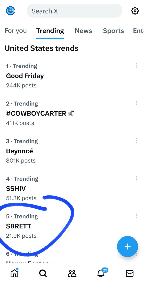 BasedBrett's tweet photo. Brett trending worldwide again 💙 https://t.co/3fWOwxUy0g