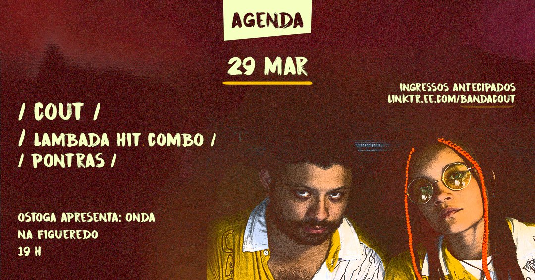 bandacout's tweet photo. </HOJE TEM ONDA> nosso primeiro show do ano é hoje ao lado das bandas Lambada Hit Combo e Pontras ingressos antecipados estão nas últimas horas, se não garantiu o seu compre pelo pix ostogaproducoes@gmail.com ⚡

hoje é show novo, repertório lindo e atualizado, <NOVO MERCH> 💥 https://t.co/2c9EIXiEbc