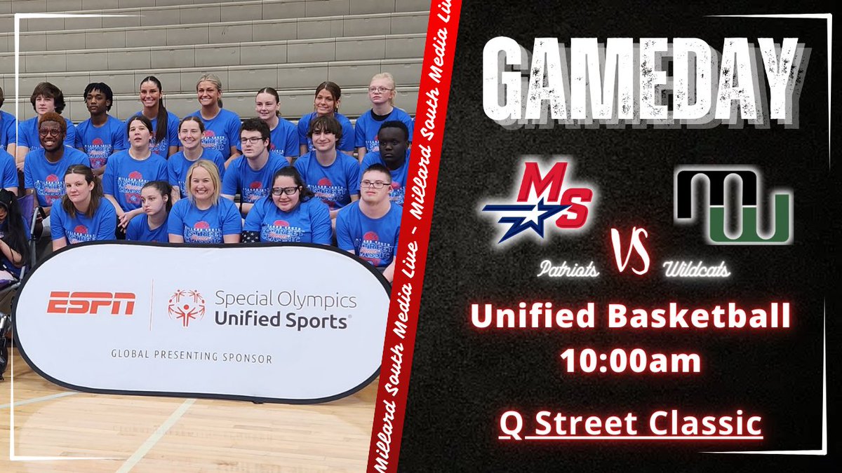 The Q Street Classic! Millard South Unified Basketball taking on Millard West! 

⏰ 10:00am
📺 Millard South Media on YouTube
🔗 youtube.com/live/GQdUEcL4g8