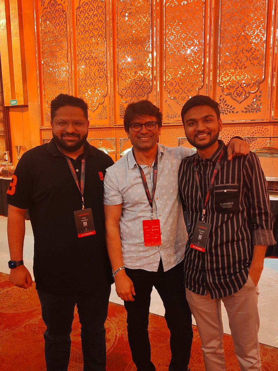 Took a picture with Marghoob Suleman the creator of #CMS (Hashtag CMS) My company of #Laracon2023 🙌

And in the same picture I was able to bring one and only Vikas Kapadiya (Team LaravelErrors) My company of #Laracon2024 🙌 

Only #LaraconIN can make this possible 🥳