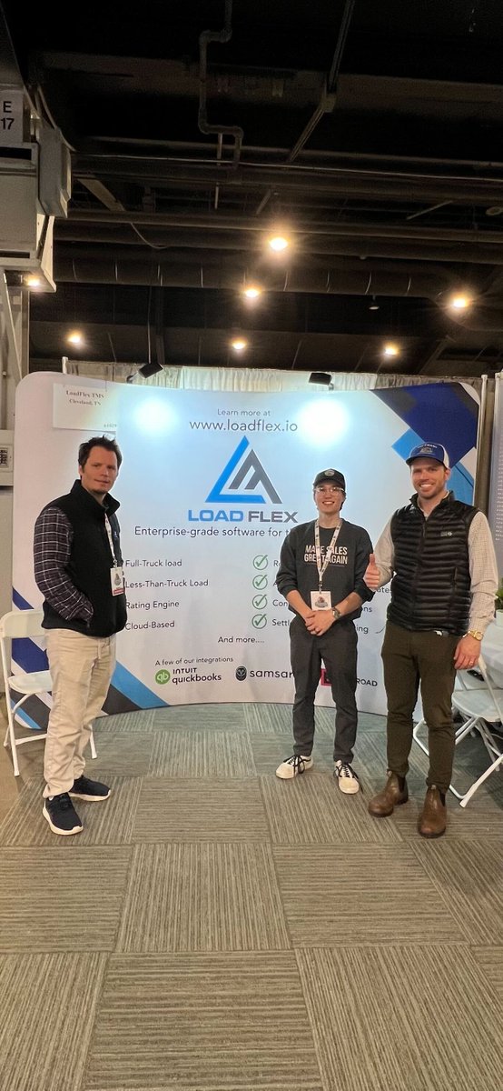 LoadFlexTN's tweet photo. 🚛 Excited after the Mid American Trucking Show! 🎉 Our Trucking Management Software is here to revamp your logistics business! 🛠️ Simplify dispatch, slash back-office tasks, and gain key insights with our cloud solution! Let's roll! #MidAmericanTruckingShow #MATS2024 #Trucking https://t.co/gACJUW9Viy