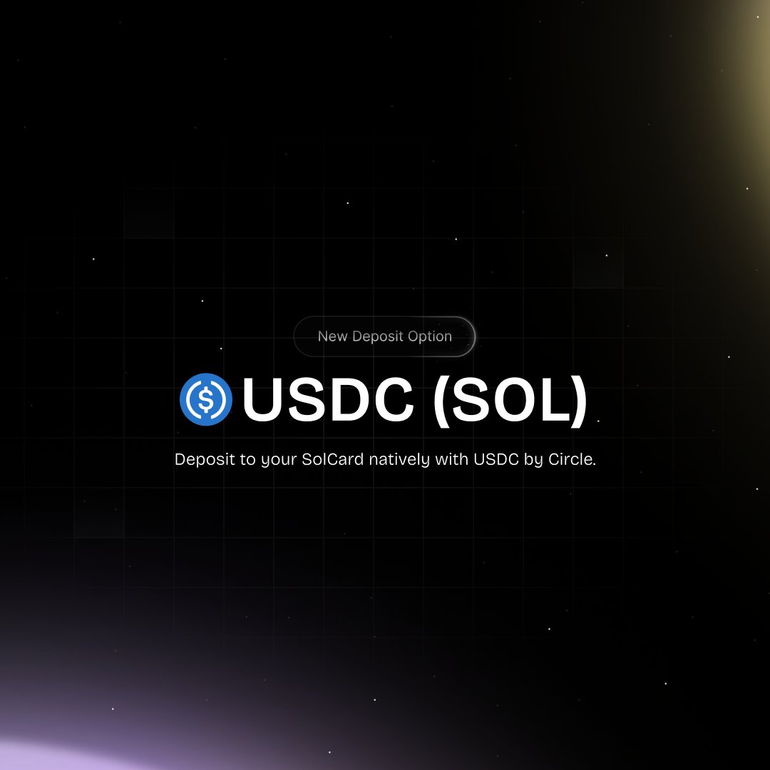 SolCard now officially support Circle's USDC deposits.