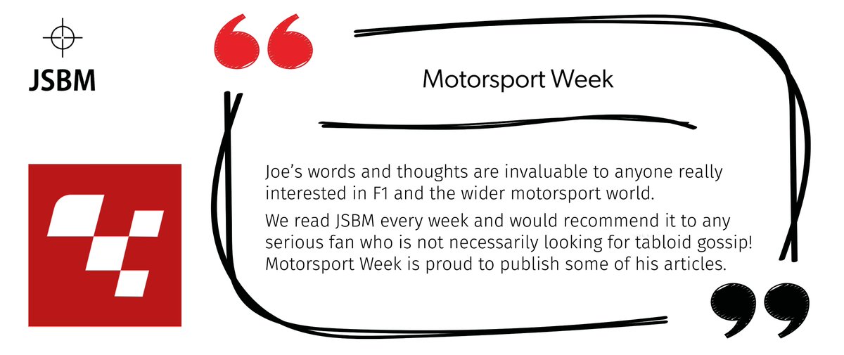JSBM, Even read and appreciated by rivals 🥊😜 @MotorsportWeek #F1 #Racing #Motorsport Find out more ➡️ bit.ly/jsbm