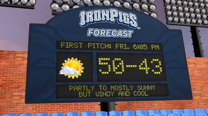 Baseball is back! Heading to the Pigs home opener later? It'll be a bit cool and windy but fortunately no rain to worry about today. Go Pigs!! #pawx #njwx