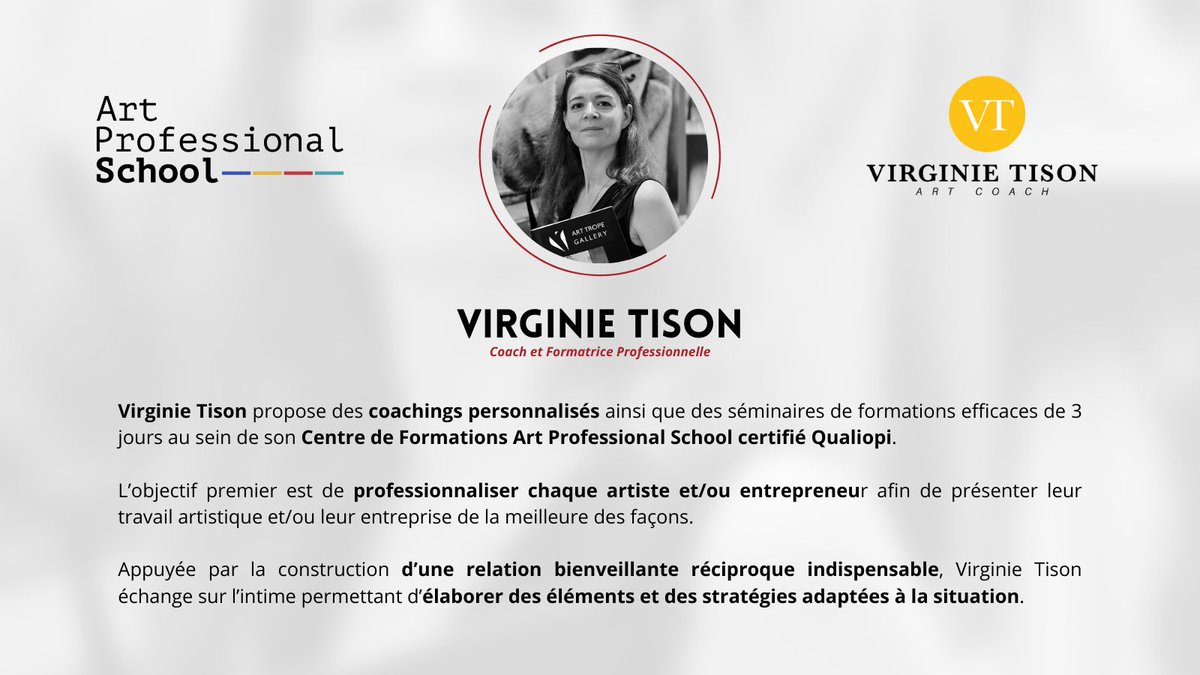 [ #formations #virginietison #artprofessionalschool] 🧠📱📈
.
@virginietison, formatrice certifiée #Qualiopi, manage avec passion ses trois entreprises de #formations @artproschool , de #coachings <a href="/artcoach/">Lois DeWitt</a> ainsi que sa galerie d’art @arttropegallery.
.
👉 bit.ly/4abTAWy