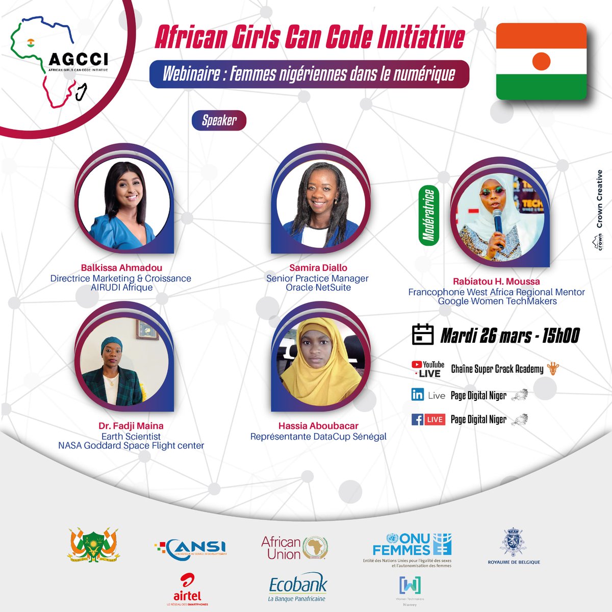 Il y a 3 jours, vibrant panel 🇳🇪 : Femmes numériques au #Niger ‍✨✨✨ 4 parcours inspirants + des réflexions pour bâtir un écosystème numérique inclusif et prospère ! #AGCCINiger
Cc <a href="/unwomenNiger/">UN Women Niger</a> <a href="/NiameyWtm/">Women Techmakers Niamey</a>