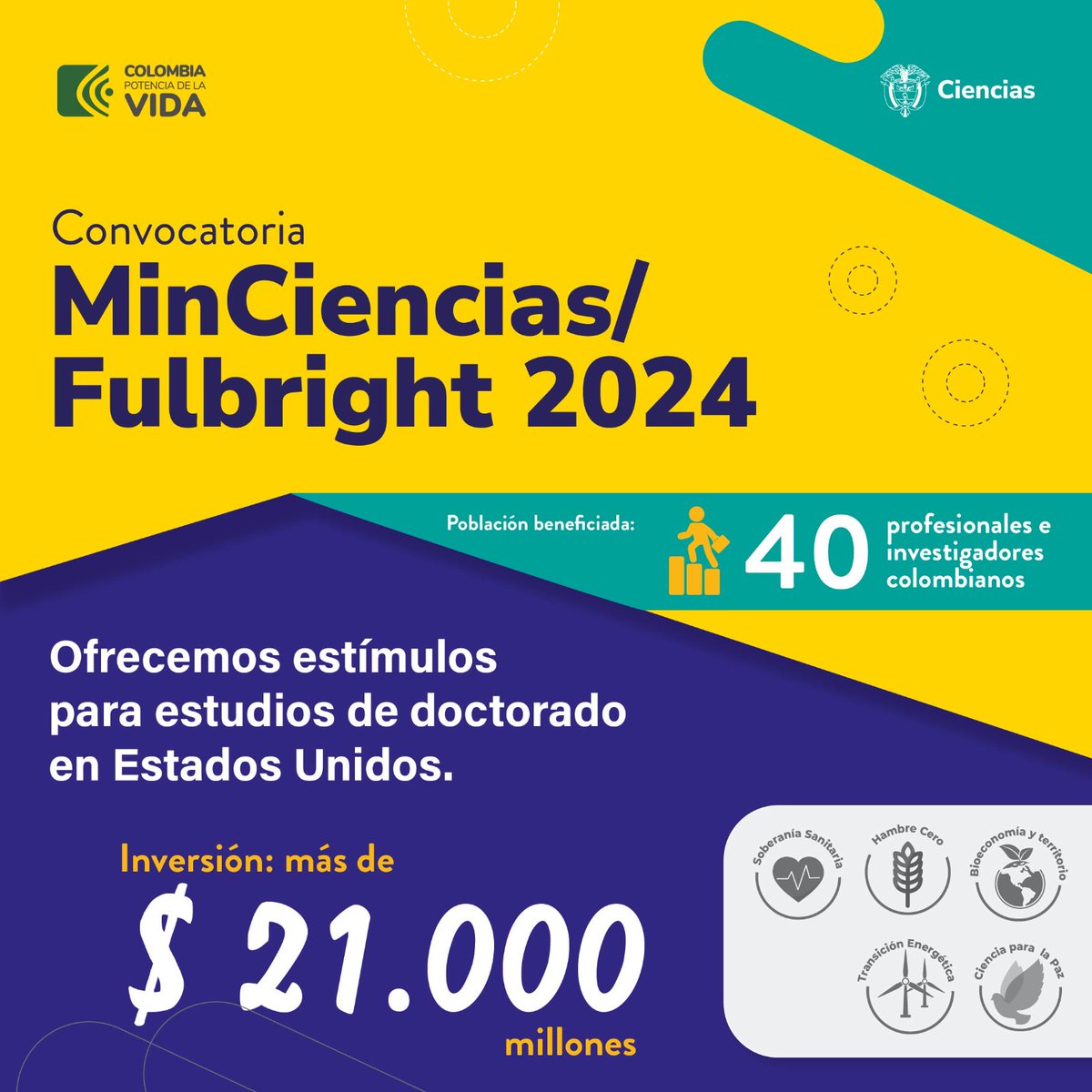 #Entérate I #MinCiencias en alianza con @FulbrightCol ha beneficiado a 605 profesionales colombianos en diversas áreas del conocimiento con sus estudios de posgrado en EE.UU ¡Ahora es tu oportunidad de participar! Inscríbete hasta el 6 de mayo🙋‍♀️📗minciencias.gov.co/sala_de_prensa…