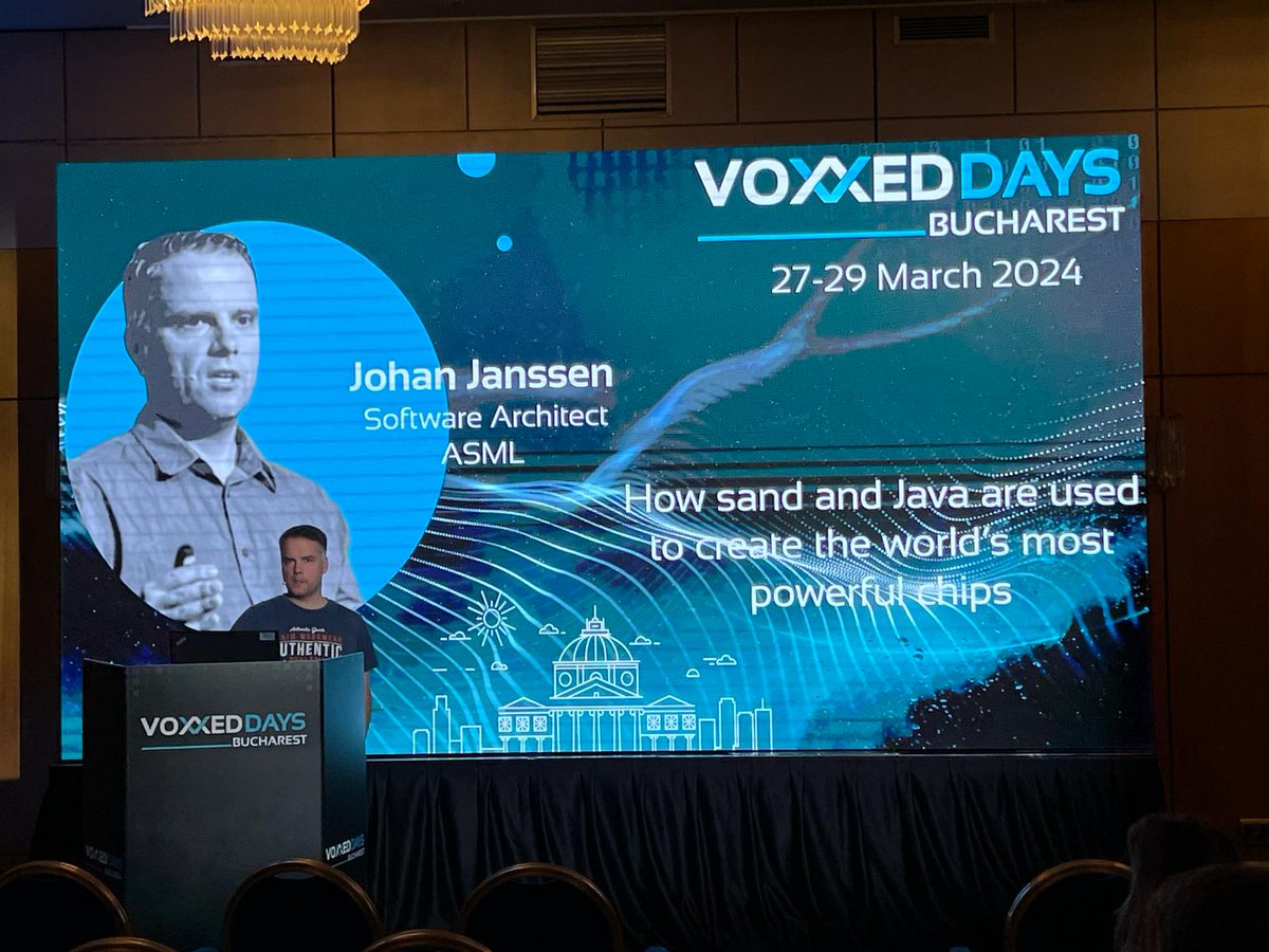 Welcome @johanjanssen42 to @VoxxedBucharest 2024! Attend his talk where he explains how computer chips are physically created using some of the most advanced machines on the planet. #itisfun #vdbuh24 #conference