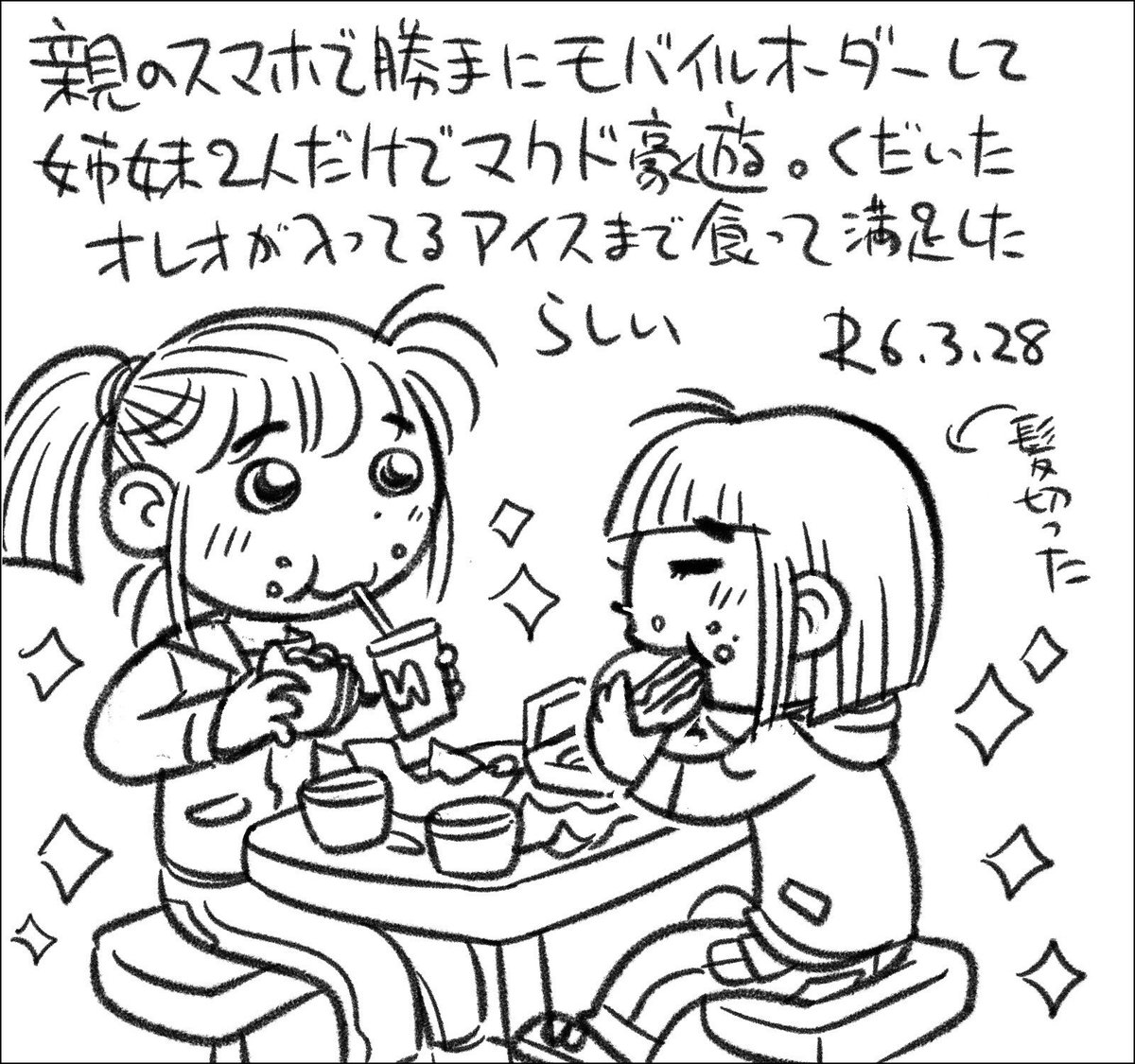 【絵日記0328】スシローとマクドナルドはテンションが跳ね上がりますね。安上がりで助かります。 