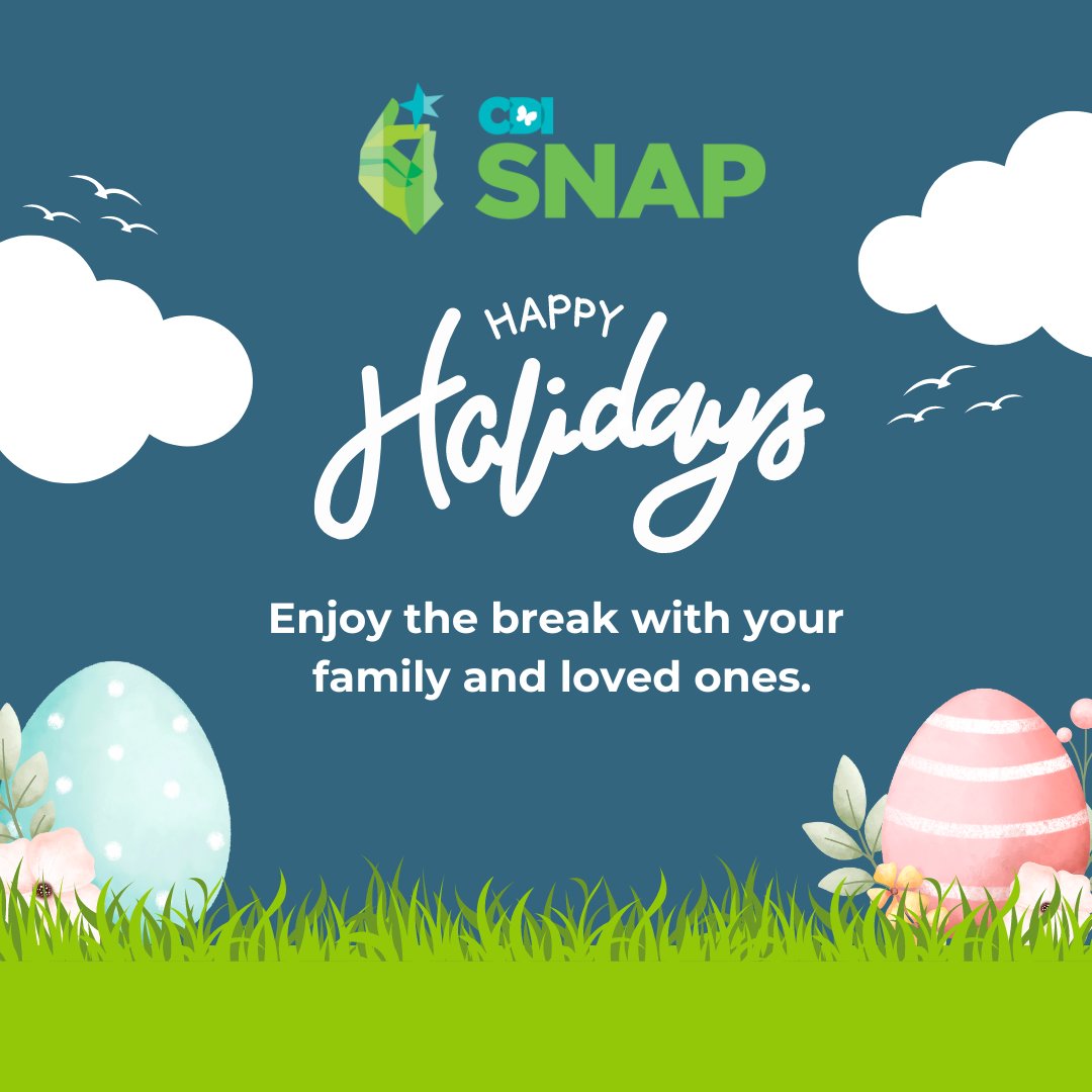 Happy Holidays! Please be reminded that CDI will be closed Good Friday, March 29, through Monday, April 1, 2024 for the Easter holidays. We will re-open Tuesday, April 2, 2024. Have a great weekend with your family and loved ones.