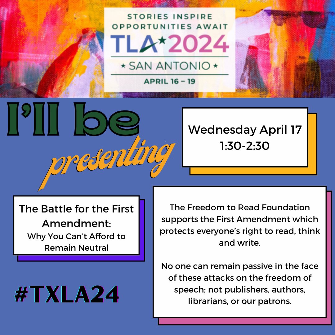 #TXLA24 #Freadom #freedomfighters #FreePeopleReadFreely #FTRF Hi y'all. I hope to see you at the show. We will have a surprise giveaway at my panel -  hope you attend.