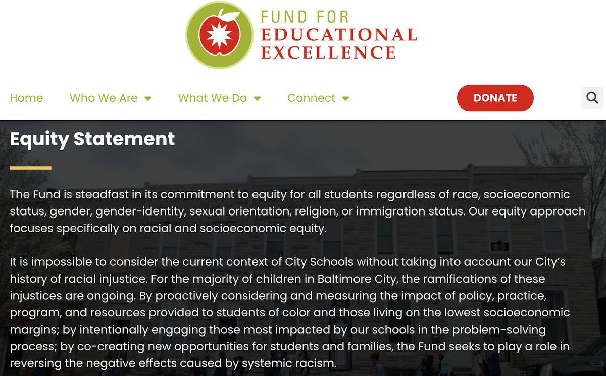 /23 In 2022, the Gates Foundation donated $1,100,000, $808,252, and $1,153,376  to the “Fund for Educational Excellence, Inc.,” whose website includes the following ‘equity statement’: