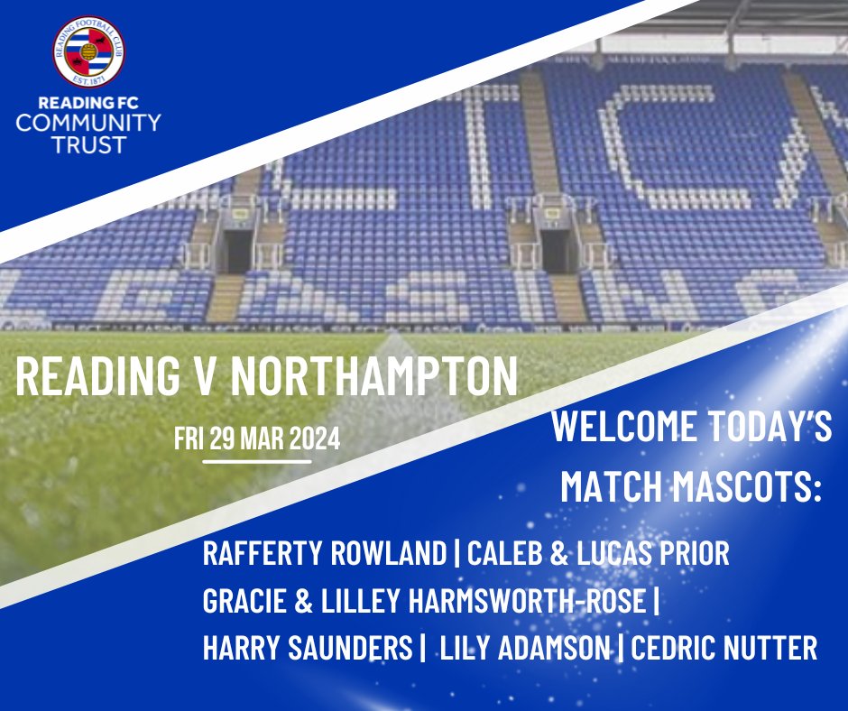 Wishing our mascots today a wonderful time ⚽️ Email Gill Jacob gjacob@readingfc.co.uk to book your place