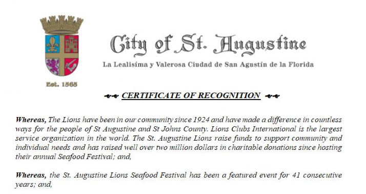On Saturday, April 6, St. Augustine Mayor Nancy Sikes-Kline will present Festival officials with a Certificate of Recognition for its service to the community. Each year, proceeds from the Festival go to fund local charitable programs 
#heywerehavinfunnow
lionsfestival.com