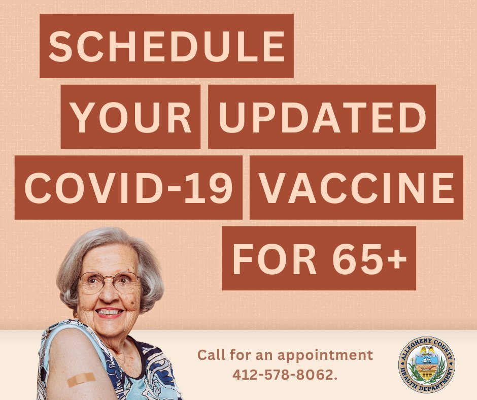 HealthAllegheny's tweet image. People aged 65+ who received one dose of any updated 2023-24 COVID-19 vaccine should receive one additional dose of the vaccine at least four months after the previous updated dose.

Call the ACHD at 412-578-8062 to schedule your vaccination appointment.