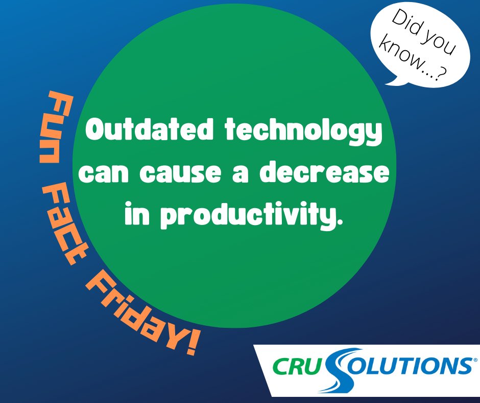 CRUSolutions's tweet image. Outdated technology can be difficult to work with, causing wasted time, frustration, and lower satisfaction for your team.  

Happy Friday!

#FunFact #EoLTech #Technology