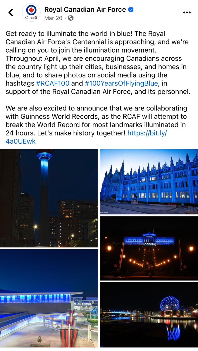 Penny, will you be lighting up your lovely house lights in blue on Monday? 😃 We will be turning ours to blue. @CanadianPenny1 #RCAF100 #100YearsOfFlyingBlue