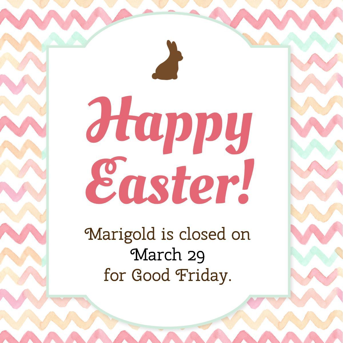 Happy Easter from Marigold! We are closed on March 29 for Good Friday. We hope you have a relaxing and fun-filled weekend.