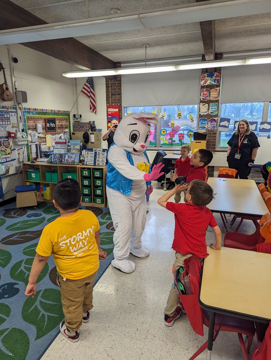 High 5's all around!  Greetings from our very own Easter Bunny! <a href="/rbpsEAGLES/">Red Bank Primary</a> <a href="/Vazquez308/">Ms. Vazquez</a> <a href="/Mr_Platis/">Mr. Platis</a>
