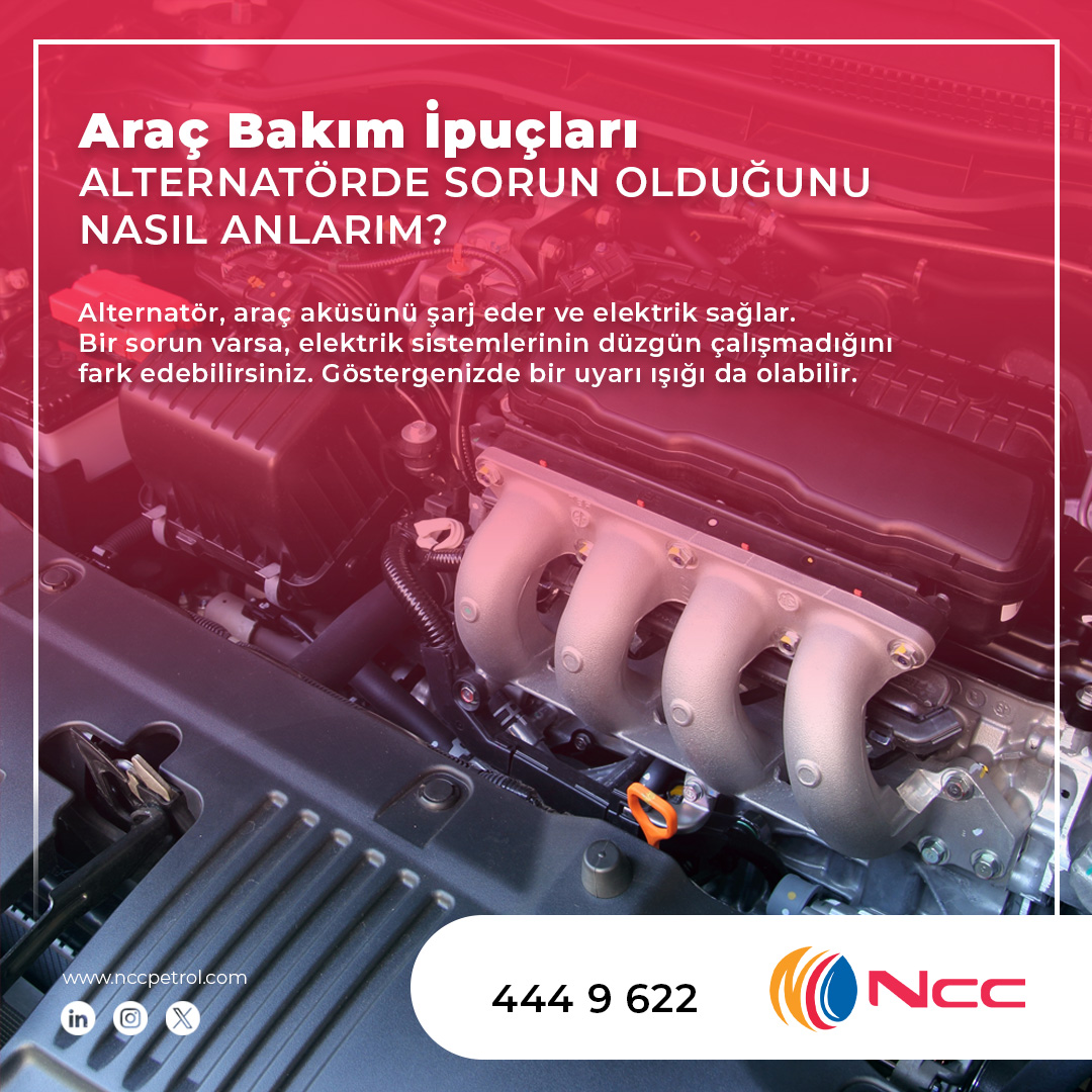 "Araç Bakım ipuçları:
Alternatör, araçlarda akü ya da voltaj regülatörü gibi şarj desteği sağlayan bir makinedir.  Bir sorun varsa, elektrik sistemlerinin düzgün çalışmadığını fark edebilirsiniz."

nccpetrol.com

#NCCPetrol #AraçBakımİpuçları #Alternatör
