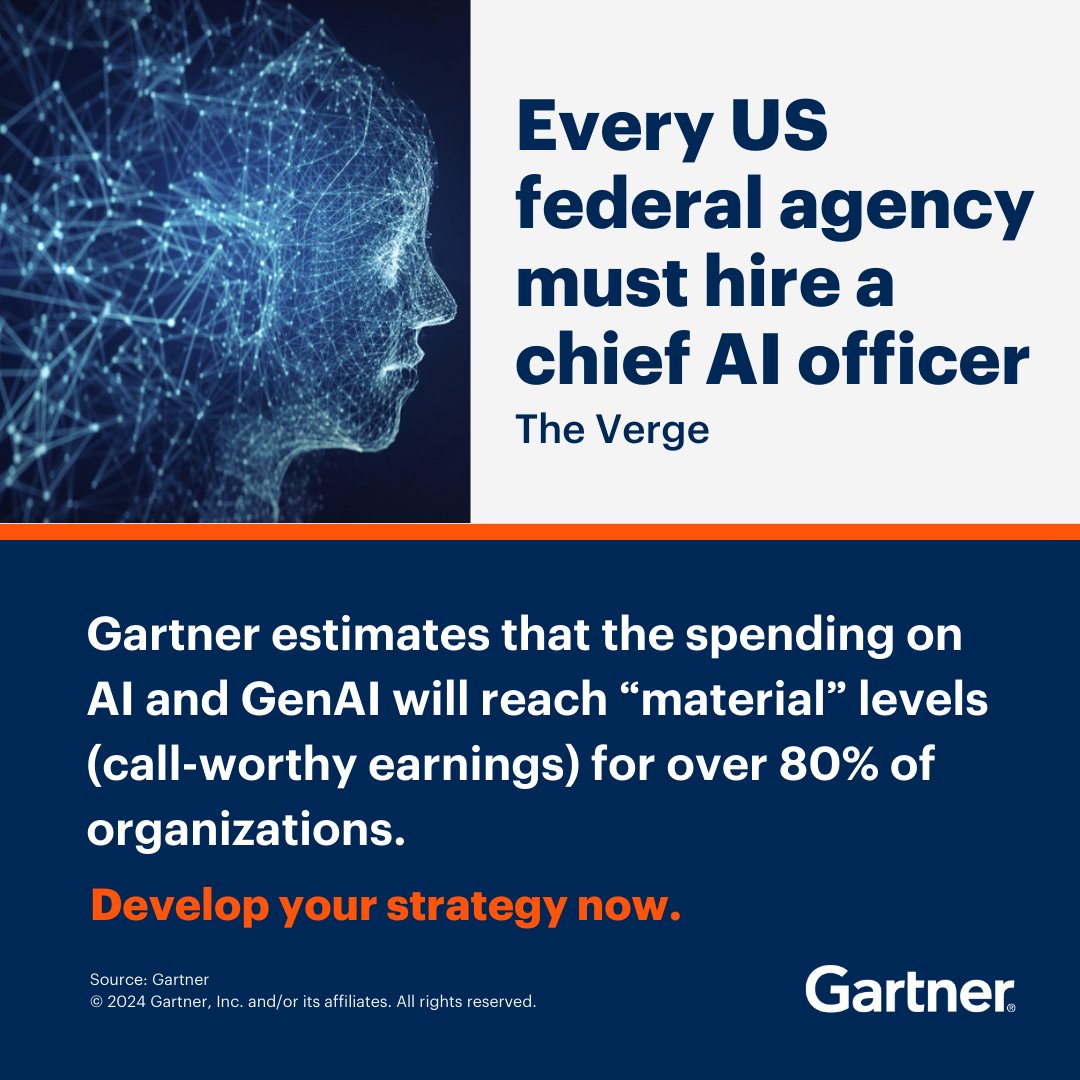 All U.S. federal agencies will be required to appoint a chief AI officer, reports The @Verge. But a “head of AI” may be enough for most orgs. Don't rush your decision: gtnr.it/4cDd0Fu #AI #Leadership