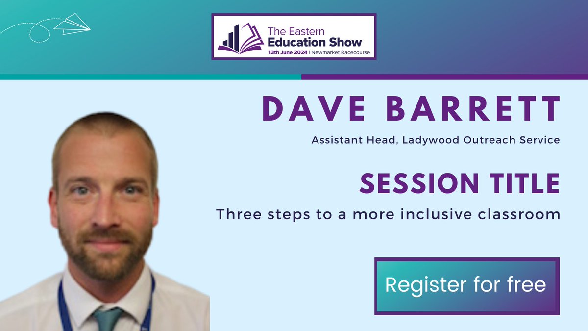 Meet the speaker: Dave Barrett will be speaking at the #EasternEdShow He will be discussing 'Three steps to a more inclusive classroom' Join him and many of your industry colleagues at the #RegionalEdShows Register: rfg.circdata.com/publish/EES24/