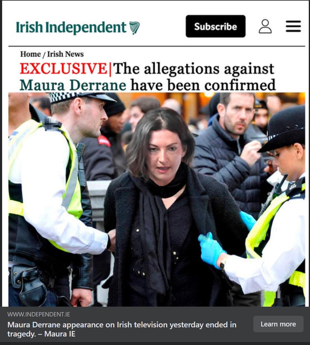 I literally burst out laughing at this fake ad about Maura Derrane, especially the sub-head, 'Maura Derrane appearance on Irish TV yesterday ended in tragedy' 😂