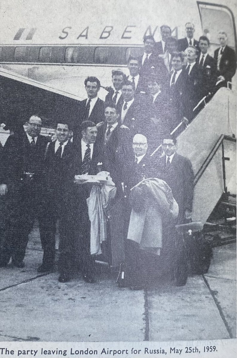 Russia tour 1959.. The players, directors and staff pose prior to leaving
