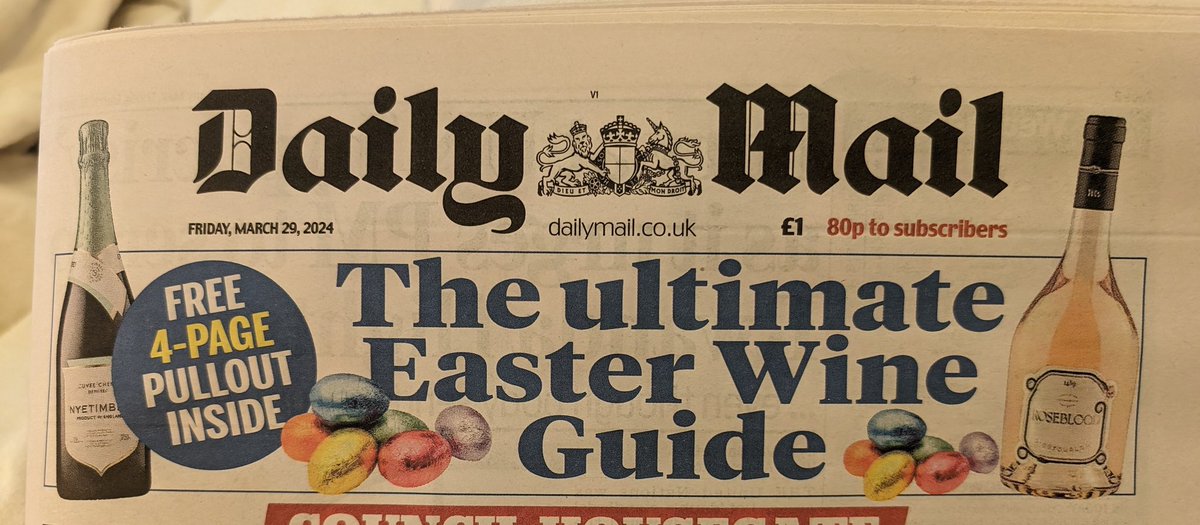 This is happening today, people. Lots and lots of wine bargains and pairing tips in today's #DailyMail @MailOnline @DailyMailUK #wine #EasterWine