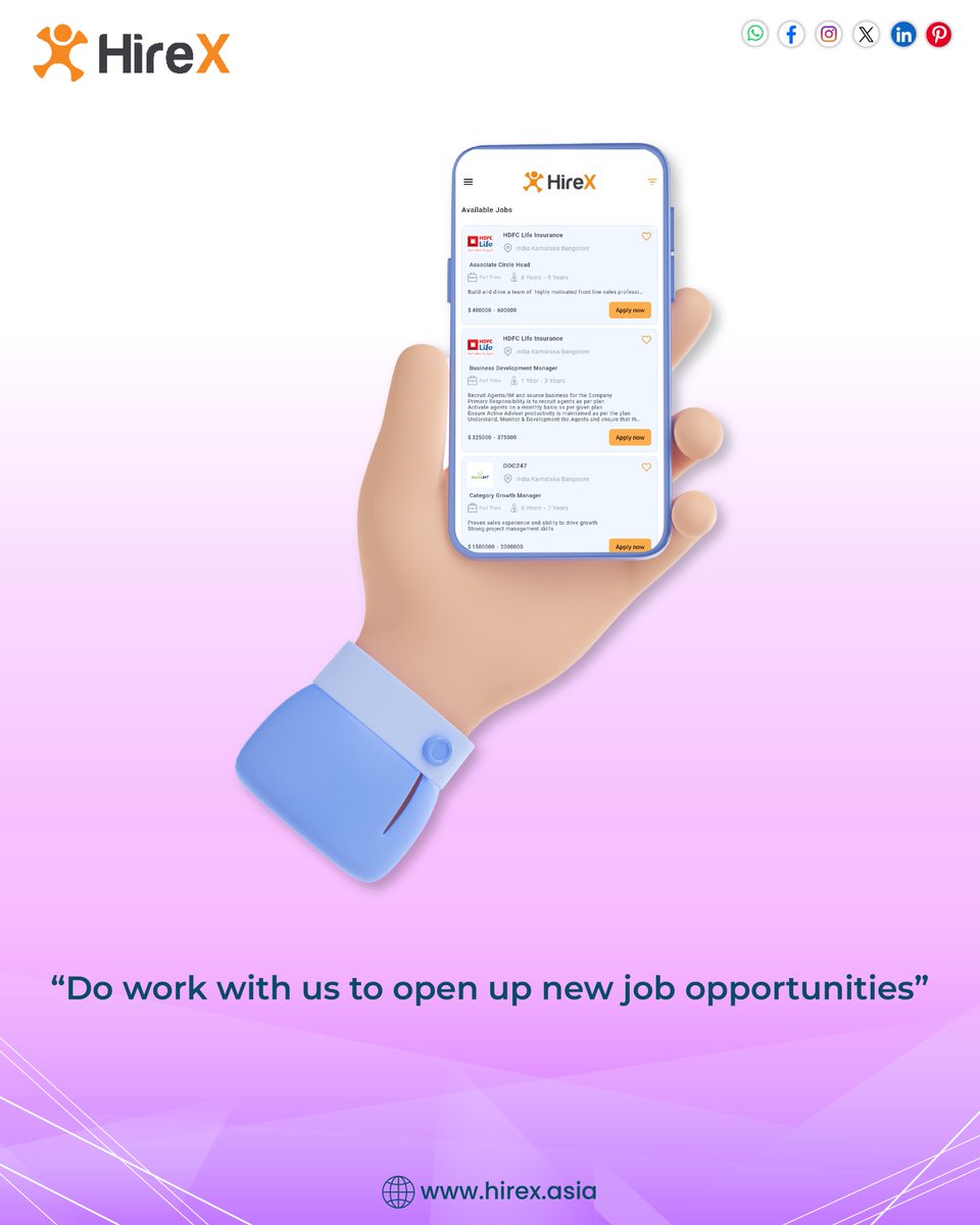 hirexglobal's tweet photo. 💭Land your dream job with ease! 🔎 Discover exciting career opportunities with HireX. To learn more, click the link provided: https://t.co/hpfOwgg3if

#HireX #Career #Findjobs #Newjobs #Vacancy #Jobalert #Hiring #Jobsearch #Jobapply #Findnewjobs https://t.co/DfOuPlFGl3