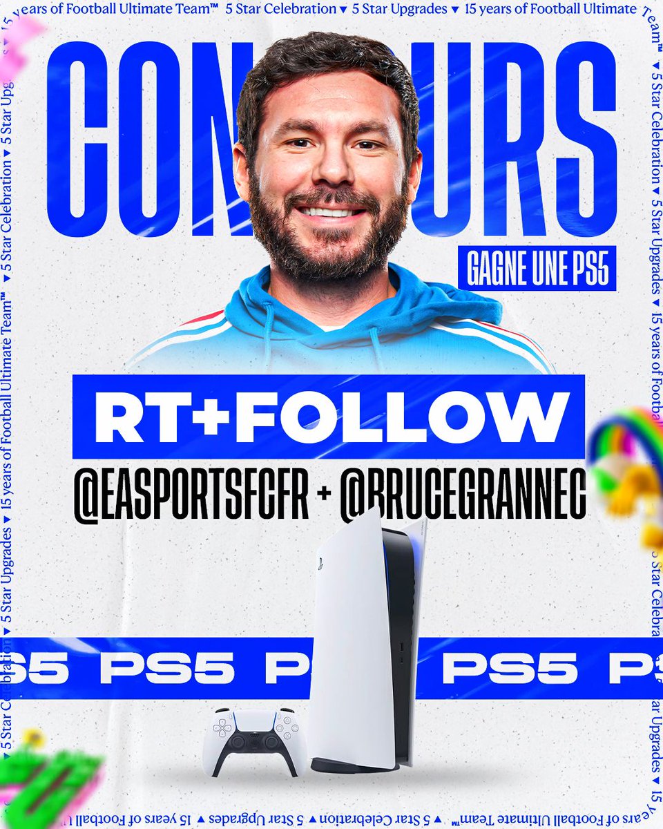 Bruce Grannec (@brucegrannec) on Twitter photo Salut la Team ! Avec <a href="/easportsfcfr/">EA SPORTS FC France</a> et pour l'évènement Ultimate Birthday, on vous fait gagner une PS5 ! 😉
Pour participer 👇
🔁 RT ce tweet
✅ Follow <a href="/easportsfcfr/">EA SPORTS FC France</a> & moi même
🗣️ Commente #EAFC24Sweepstakes
⏰ TAS 02/04
Publicité Salut la Team ! Avec <a href="/easportsfcfr/">EA SPORTS FC France</a> et pour l'évènement Ultimate Birthday, on vous fait gagner une PS5 ! 😉
Pour participer 👇
🔁 RT ce tweet
✅ Follow <a href="/easportsfcfr/">EA SPORTS FC France</a> & moi même
🗣️ Commente #EAFC24Sweepstakes
⏰ TAS 02/04
Publicité