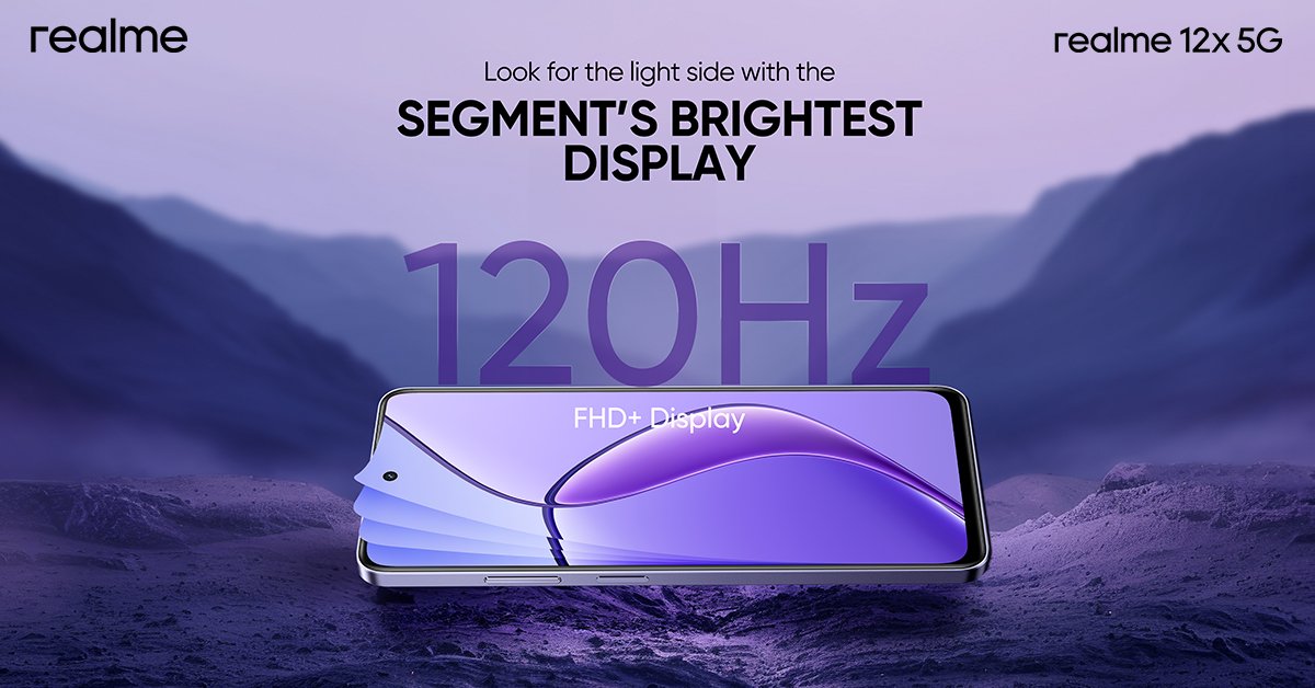 A display that keeps you powered to your best vision! Meet the first ever 120Hz FHD+ Display under 12K 🎉 #realme12x5G Launching on 2nd April, 12 Noon Know more: bit.ly/43w9d8J #EntryLevel5GKiller