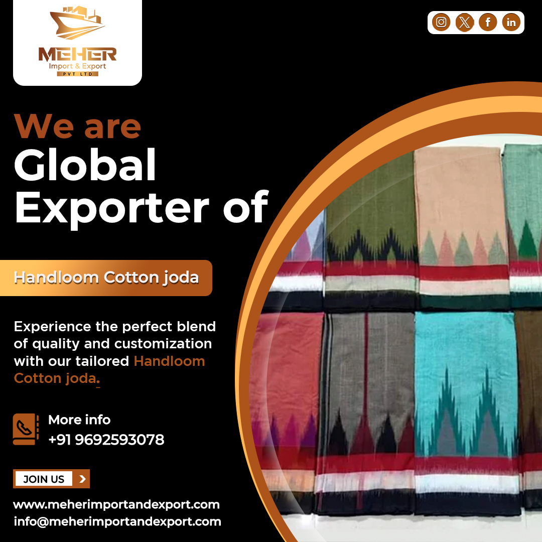 Meherexport's tweet photo. We Are Global Exporter Of Handloom Cotton joda.
Contact Us:
+91 9692593078
info@meherimportandexport.com
Visit Our Website: 
https://t.co/PXRdfiwEQ7
#meherexport #export #exportbusiness #exportimport #handloomcottonjoda #tradeindia https://t.co/9cx6OZBaan
