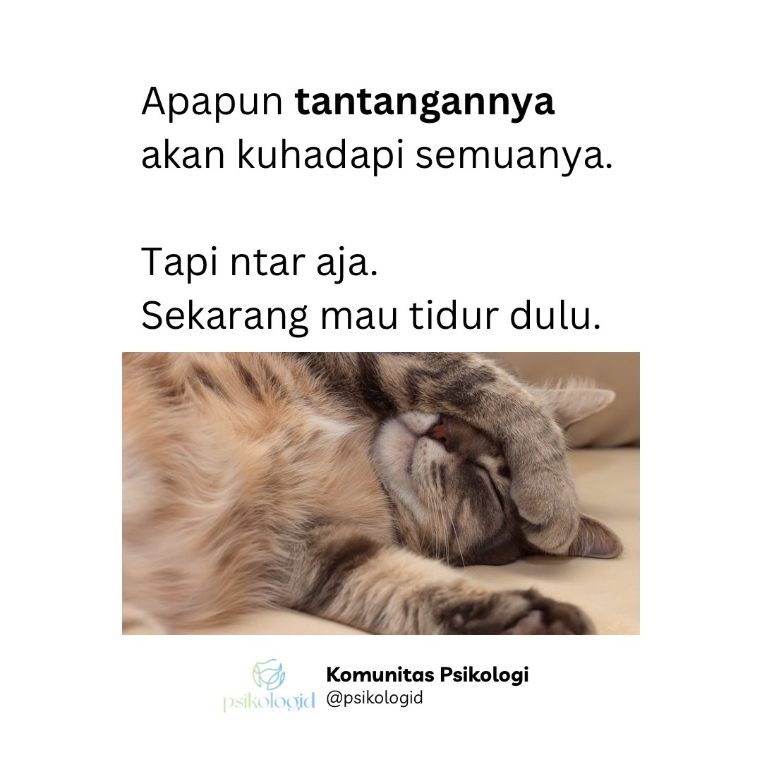 Kadang semangat berjuang terkendala sama pribadi yang mulai jadi ngantukan. Kalo kamu halangannya apa nih?

#psikologi #hypnotherapy #hipnoterapi #relaksasi #tidur #insomnia