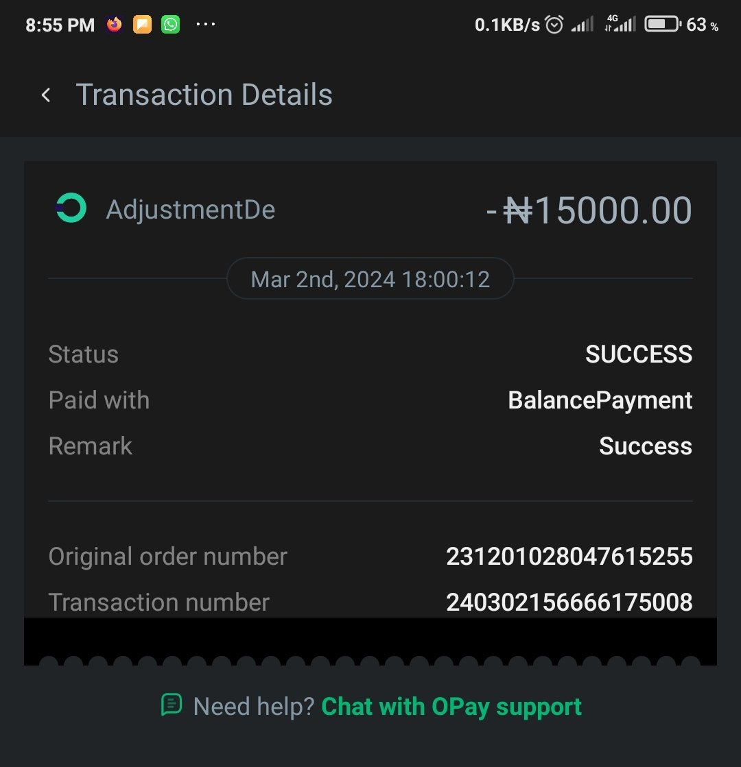 <a href="/OPay_NG/">OPay</a> 
This unauthorized deduction happened shortly after the transaction of #50,100 was transfered into my account but failed to be automatically saved into O-Wealth.
I need this to be corrected.
Bellow is the prove my complaint. 
Thanks.