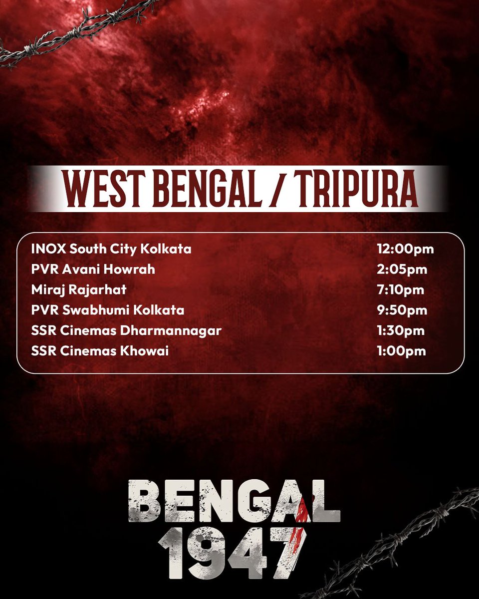 Witness the untold story of courage and sacrifice. Bengal1947 showtimes are out! Grab your tickets now.
#Bengal1947 In Cinemas now!