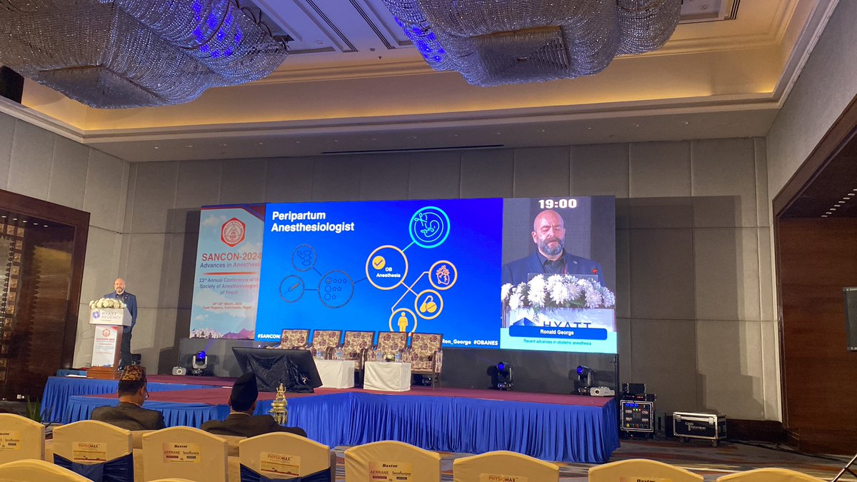 bashu_parajuli's tweet photo. Key note by Dr Ronald George on Recent advances in obstetric anesthesia #SANCON 2024@ Hyatt Regency https://t.co/xPtZDkBIxN