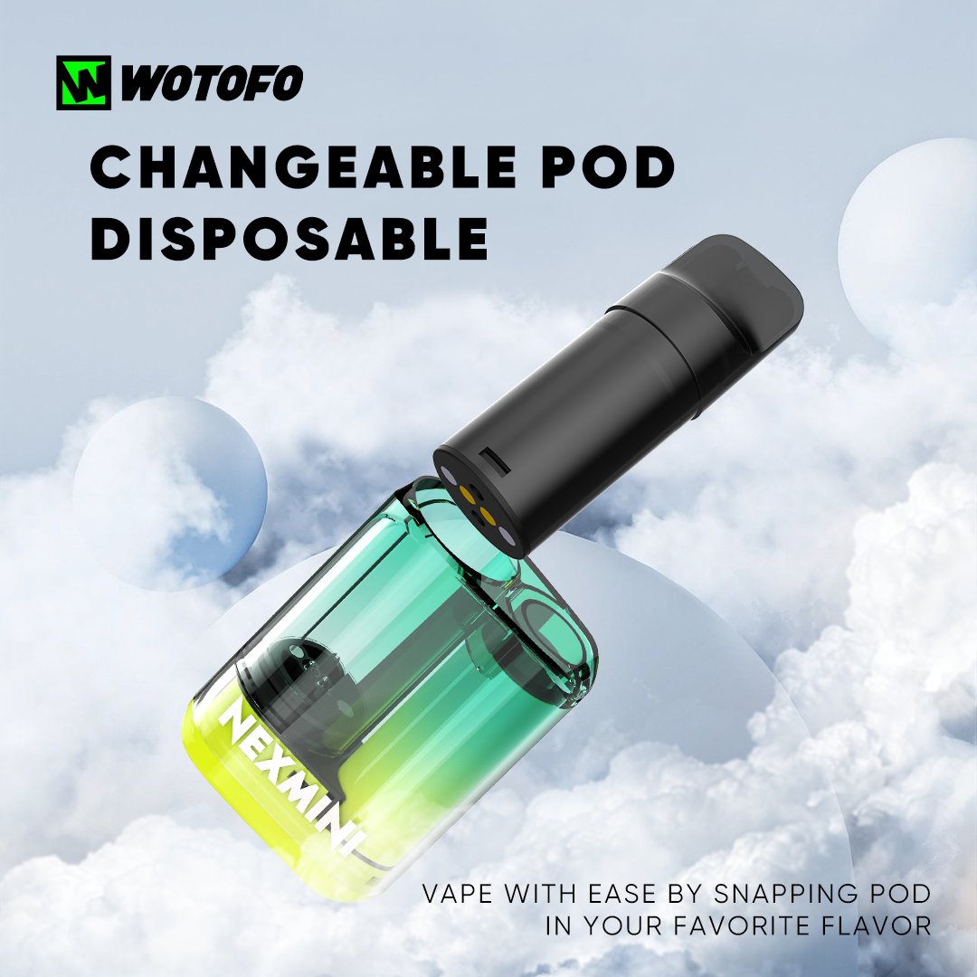 Experience the Wotofo NexMINI, a prefilled pod system with a 2ml capacity, designed for seamless enjoyment with every puff. Compact and convenient, it fits perfectly in one hand for effortless vaping. 💨 #Wotofo #NexMINI #RefillablePod #CompactDesign #VapeOn 🌟